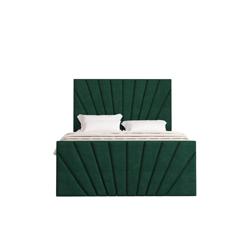 Odolo Upholstered Ottoman Storage Bed, Emerald, Single (3')