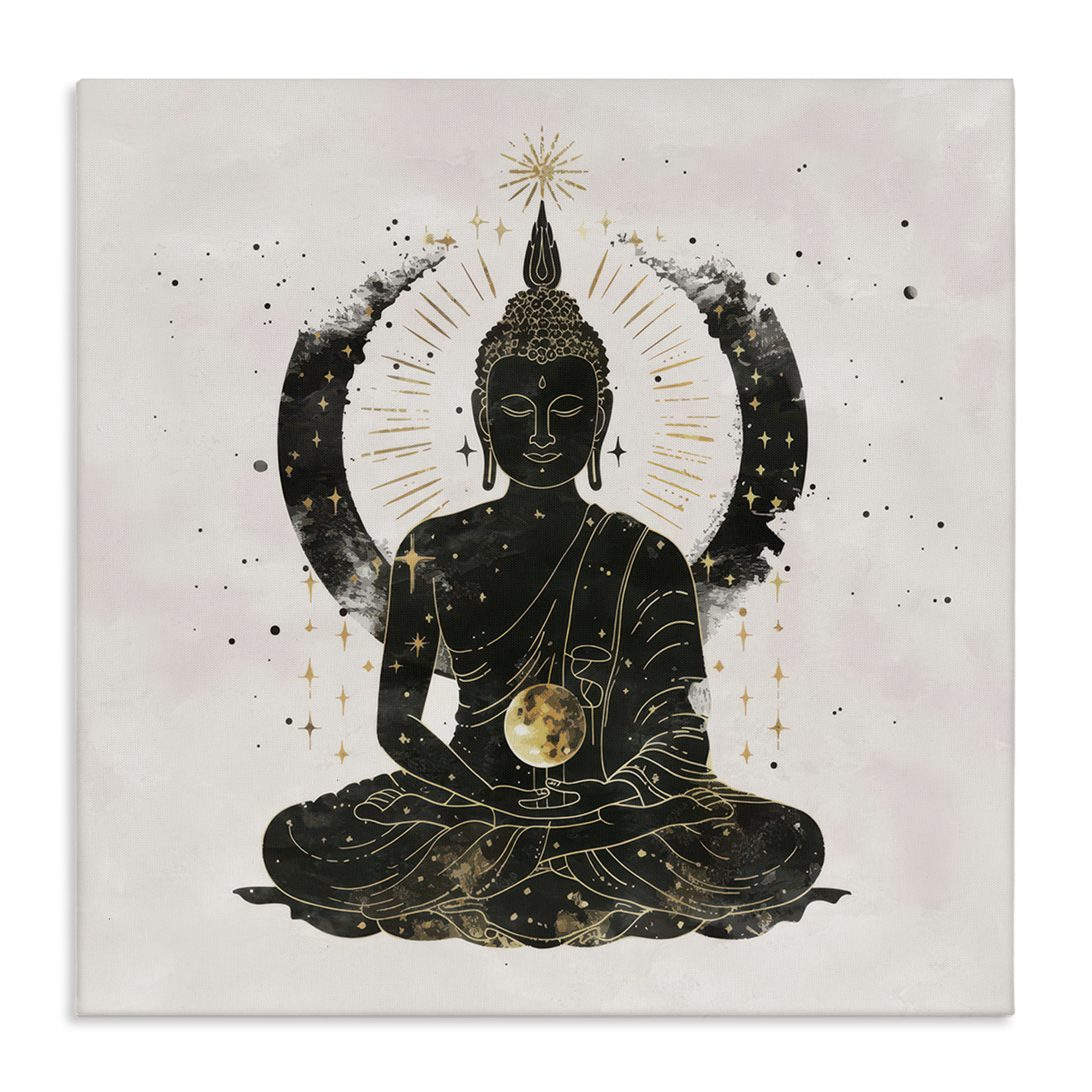 Bungalow Rose Sitting Buddha Sun Rays Canvas Wall Art by Nina Blue ...