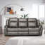 Ensemble de canapé inclinable manuel en similicuir: 3 places avec table rabattable, 2 places avec console et fauteuil inclinable gris-116975503