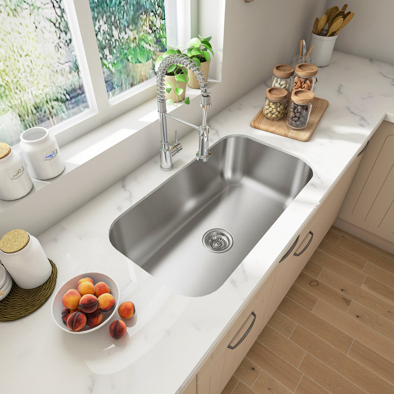 Sinber 30" x 18" Undermount Single Bowl Kitchen Sink, 18-Gauge T304 Stainless Steel, Satin Finish