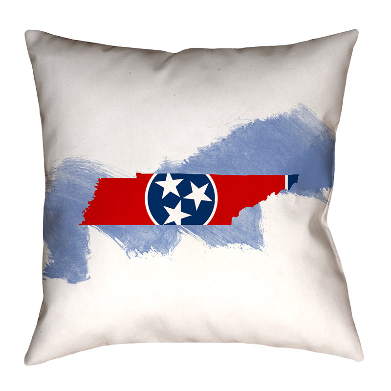Coussin en cuir/tennessee drapeau, 14 po x 14 po, Bleu