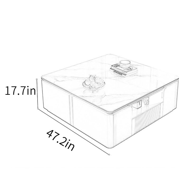Table carrée moderne haut de gamme, Blanc / Blanc