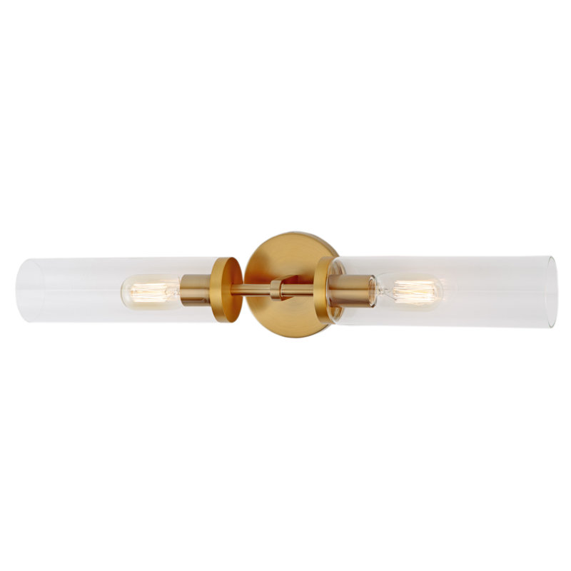 2 - Light Dimmable Bath Bar, Satin Brass