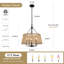 Lustre de tambour en rotin naturel à 5 ​​lumières (50 cm), intensité variable, style bohème, suspension trapézoïdale.-129888585
