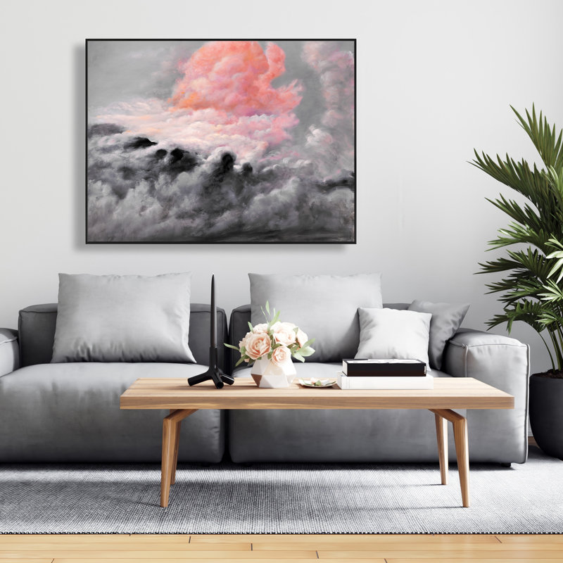 Pink Clouds - Shapes Contemporary Framed Canvas for Home Decor