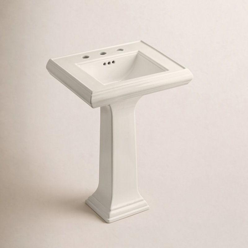 Memoirs 26.375" Tall Rectangular Pedestal Bathroom Sink with Overflow, Biscuit, 8" Centers