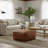 Buff Suede Leather Ottoman