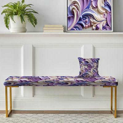 Purple Lavender Persian Paisleys I - Paisley Upholstered Gold Bench