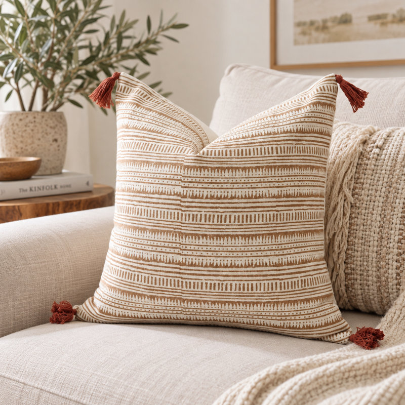 Housse de coussin en coton, H 20 po x l 20 po