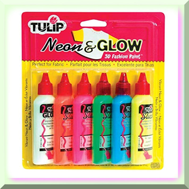 3D Neon Fabric Paint Set 6 Colors 1.25 Fl Oz