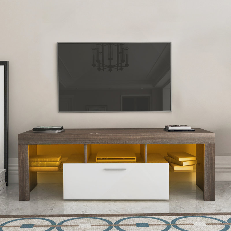 Meuble télé avec tablette en verre trempé