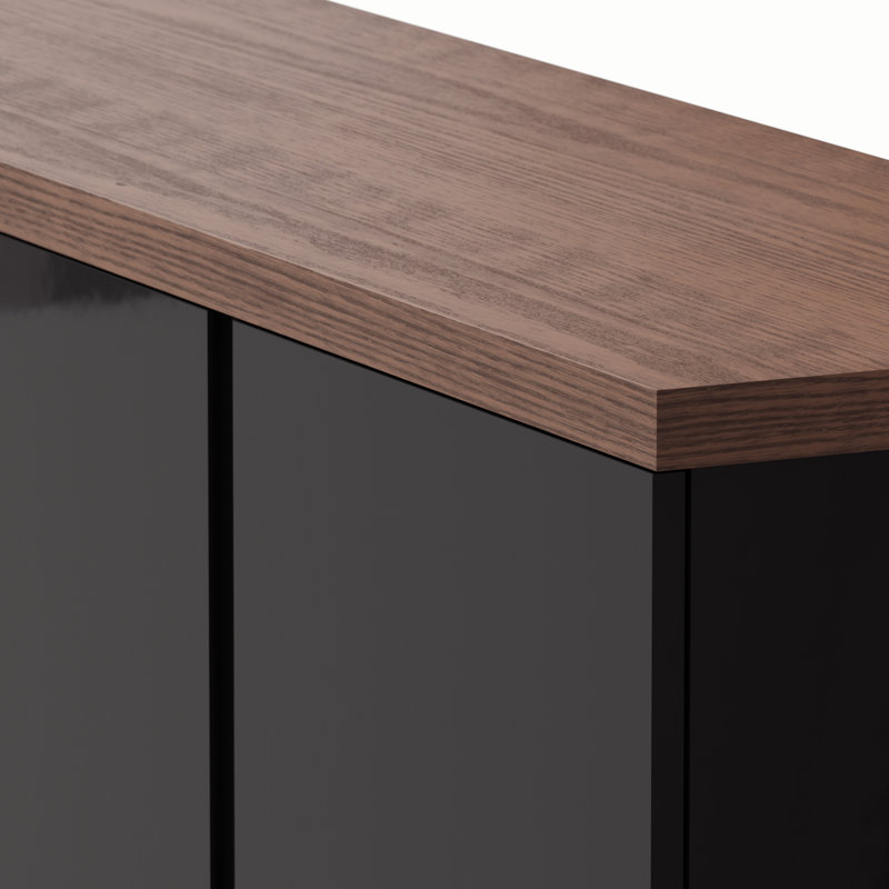 Modern Brazilian 71'' W Solid Wood Sideboard, Nogal/Black