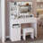 Large Vanity Table with LED Mirror & Storage Drawers - Dressing Table with Cushioned Stool-433837502