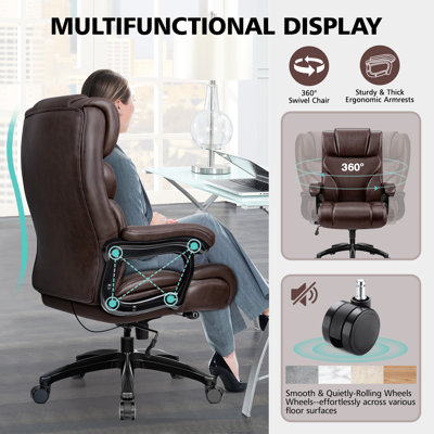 Renasia Faux Leather Swivel Executive Chair with Lumbar Support