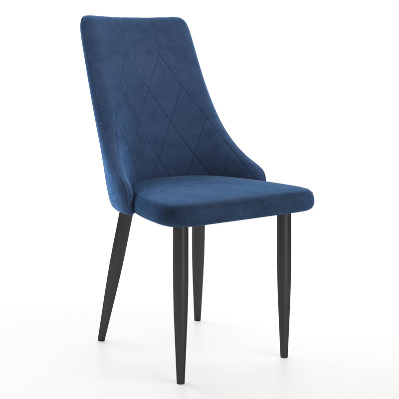 Galia Velvet Side Chair, Blue, Black