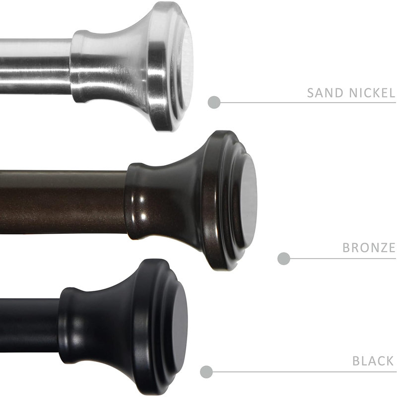 Sand Nickel Adjustable Double Curtain Rod with Trumpet Finials