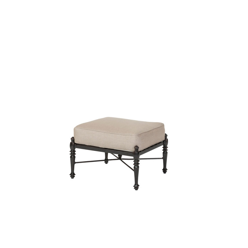 Grand Terrace Ottoman with Sunbrella Cushions, Vintage, Canvas Heather Beige Sunbrella® Canvas