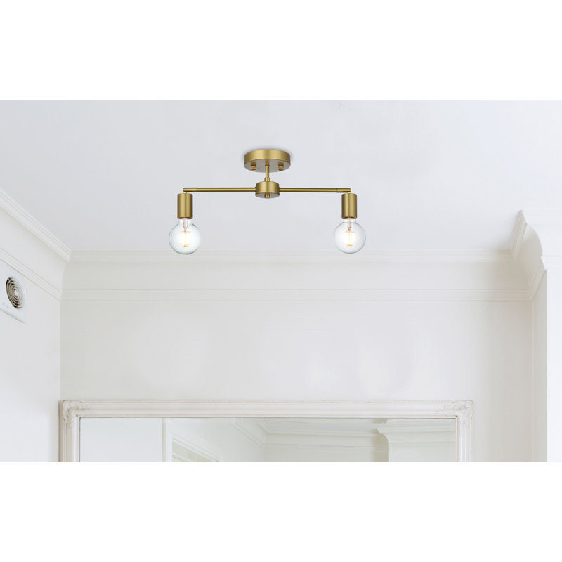 Plafonnier semi-encastré 21,5 po 2 lumières Hannigan, Or satiné