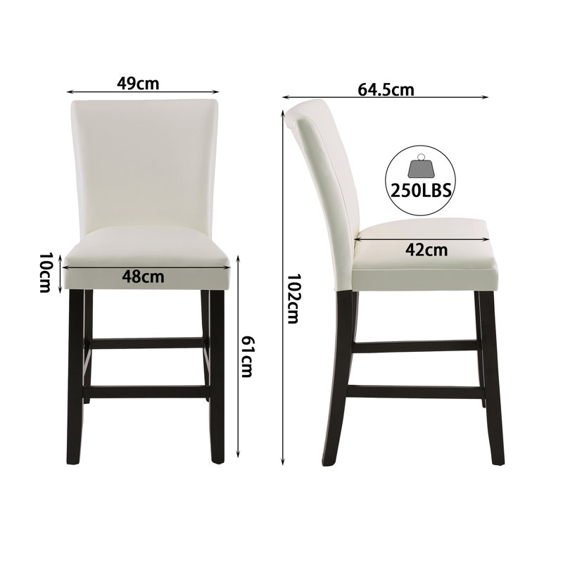 Ebian Upholstered Counter Stool with Solid Wood Frame, White