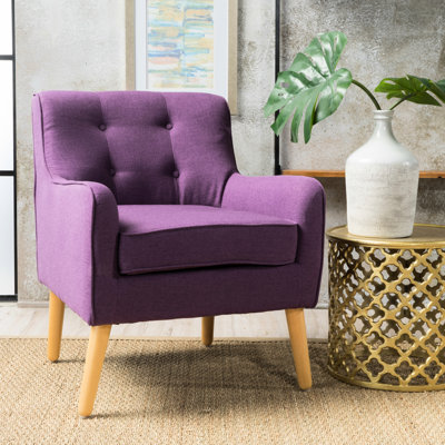 Fauteuil mauve de style Mid-Century moderne, coussin pour plus de confort, fauteuil avec pieds en bouleau, siège rembourré et siège confortable