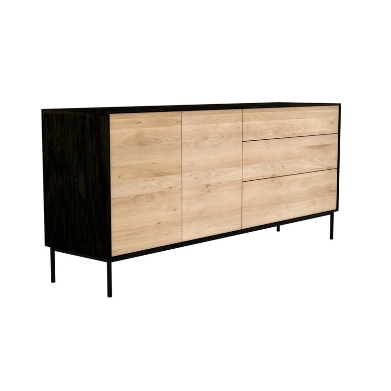 Whitebird 70.9'' W Solid Wood Sideboard, Black/Natural Oak