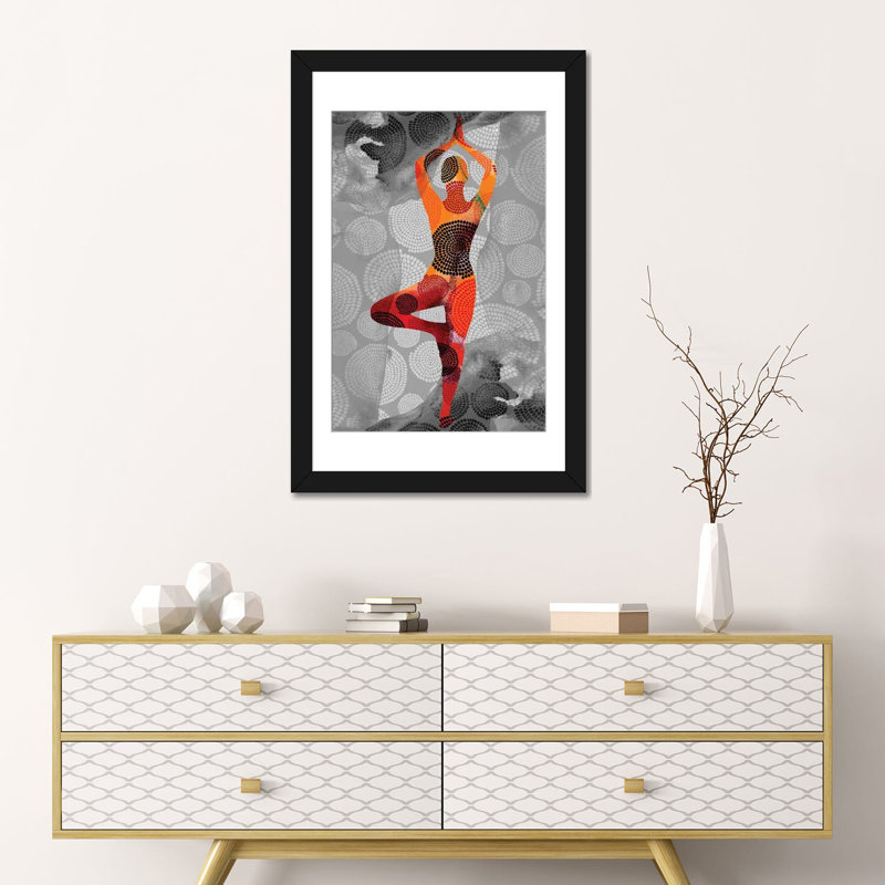 «Yoga Pose I», impression sur toile, H 24 po x l 16 po x P 1 po, Papier d'art encadré noir, Blanc