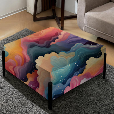 Multicolor Mystical Journey - Grand repose-pieds carré abstrait