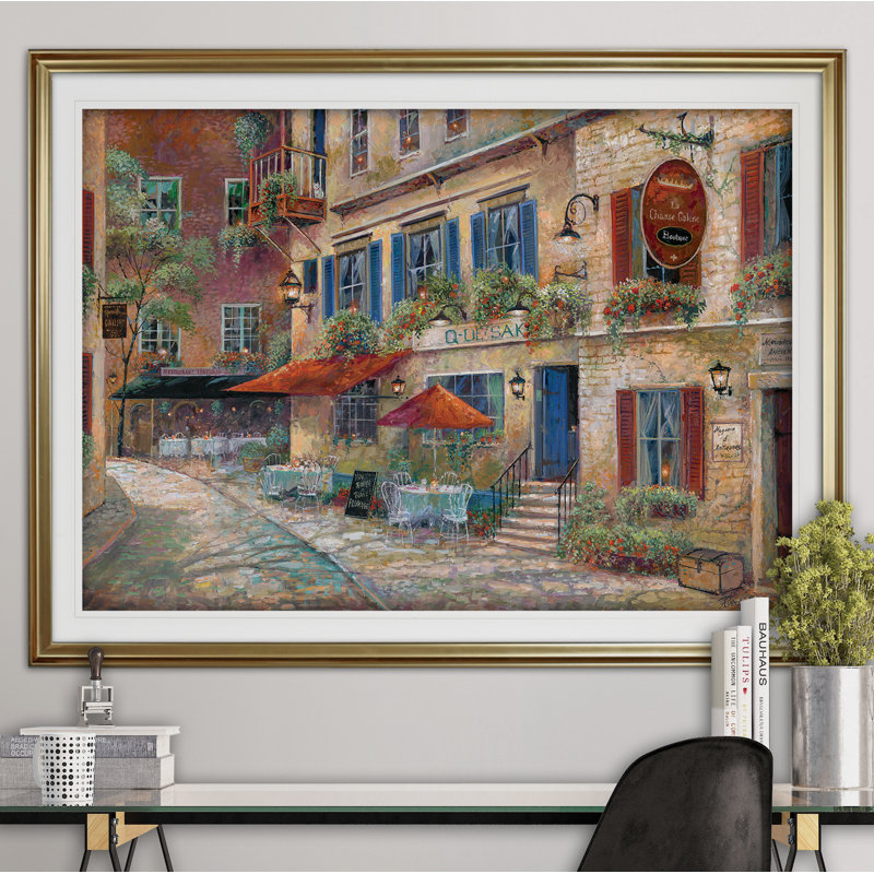 « la chasse galerie, », reproduction de peinture à l’acrylique encadrée, H 28 po x l 38 po x P 1,5 po, Or