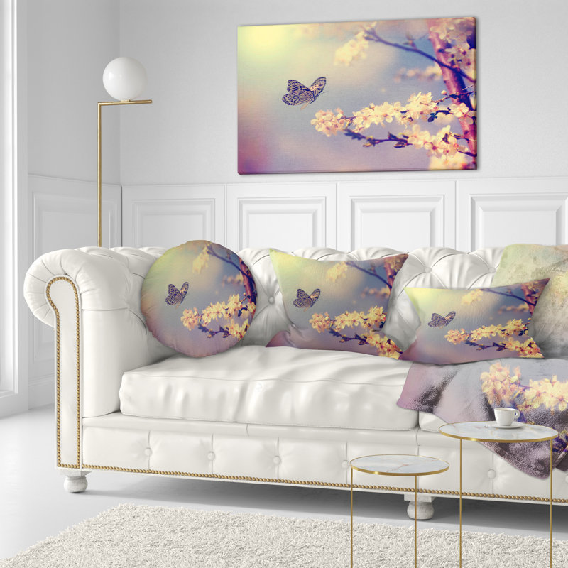 Coussin décoratif à motif floral rétro avec fleurs rétro
