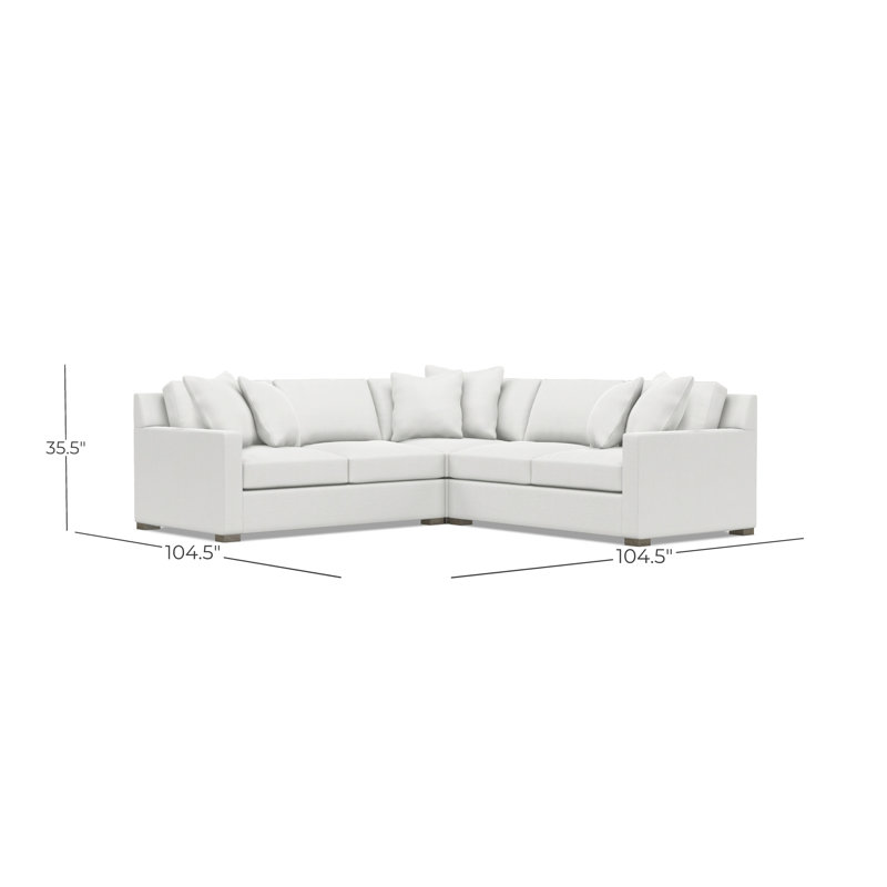 Kelsey Sectional, White Polyester Blend, 35.5" H x 104.5" W x 104.5" D