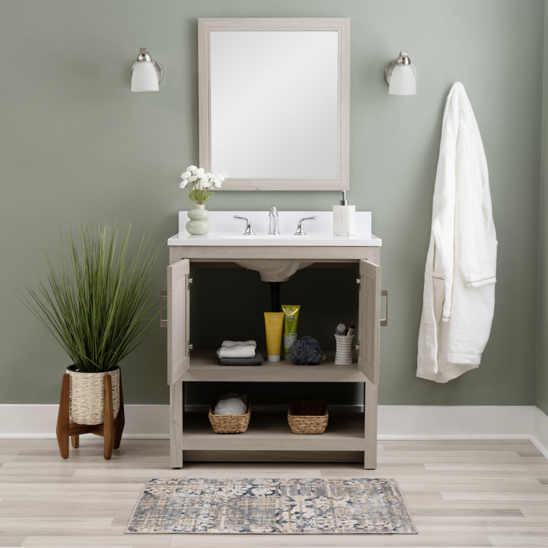 Stovall 30 Inch Vanity With Mirror, Sandstone