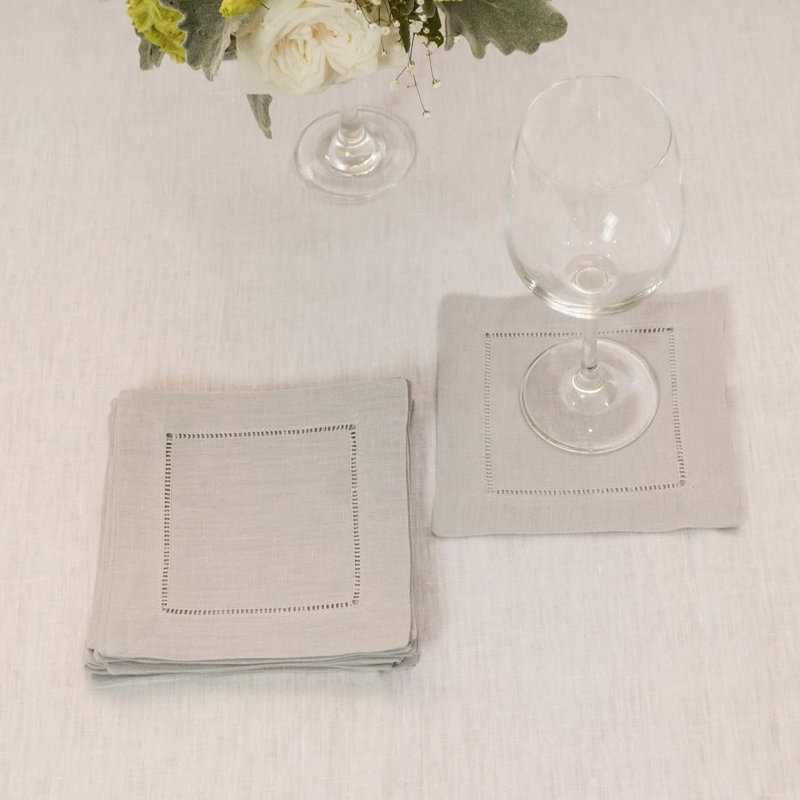 Ensemble de 4 serviettes de table en coton et lin classique, Écru, L 6 po x L 6 po