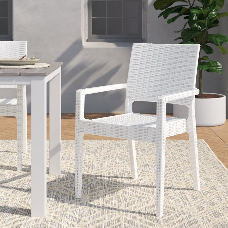Hela Stacking Patio Dining Armchair, White