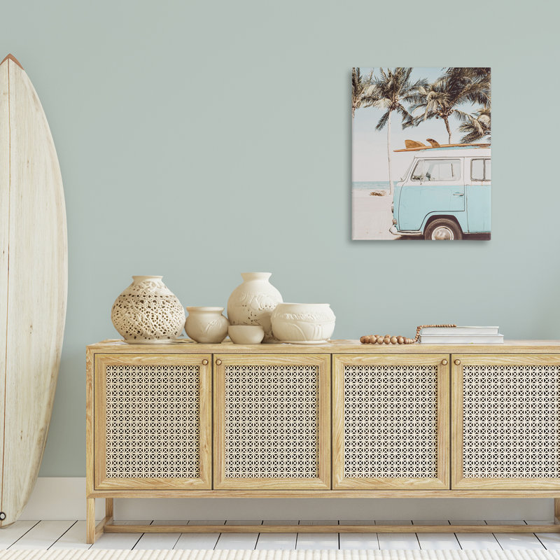 Art mural rétro avec planche de surf et fourgon par LSR Design Studio bp-503_CN, H 30 po x l 24 po