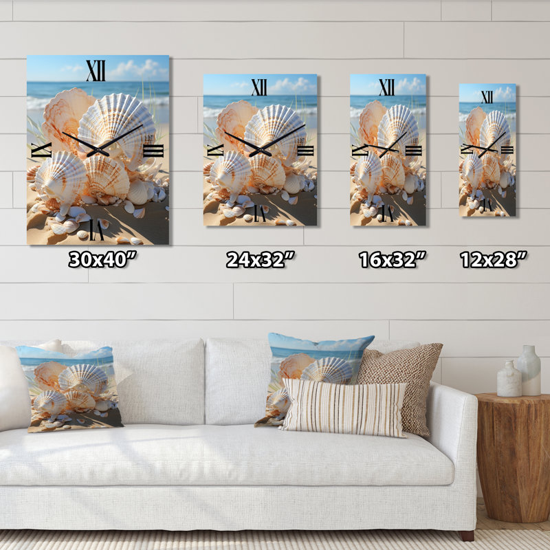 Photo de plage coquillage beauté II - animaux horloge murale moderne, Médium