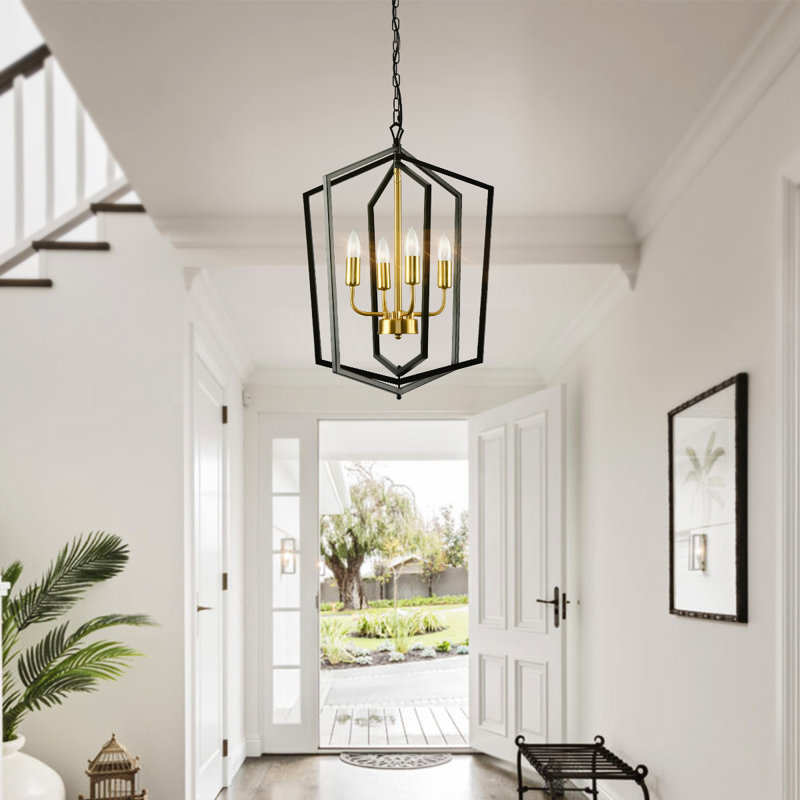 Farmhouse Kitchen Chandeliers, Vintage Rustic Cage Light Fixture Adjustable Height  Chandeliers For Dining Room Hallway Foyer Entryway (E12 Bulbs Not Included)