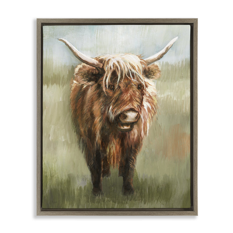 Art mural sur toile Highland, Cadre flottant orme Montalcino, H 21 po x l 17 po
