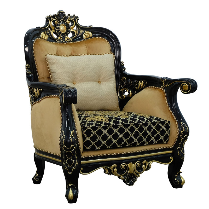 3 Pieces Bellagio Iii Sofa Set Black/gold Fabric
