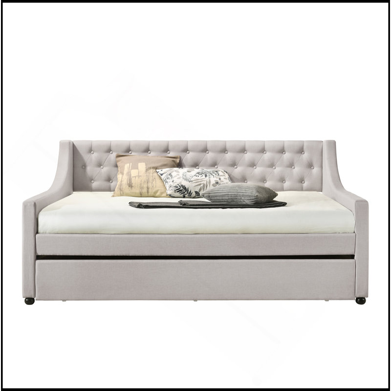 Miaja Daybed, Daybed, Upholstered Bed with Trundle, Twin, Fog