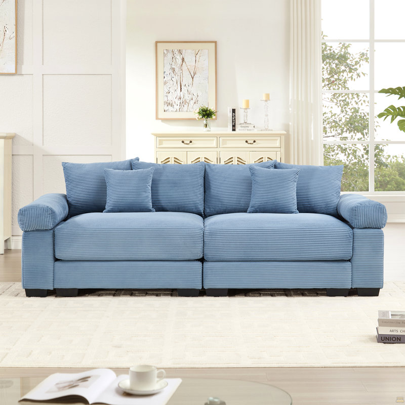 Canapé modulaire surdimensionné de 92 po Cloud, H 34,2 po x l 92 po x P 33,8 po, 2, Bleu