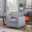Fauteuil-lit convertible Zaira - Lin gris clair - Poche latérale