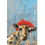 Giraffe's Red Hat - Wrapped Canvas Painting-34963525