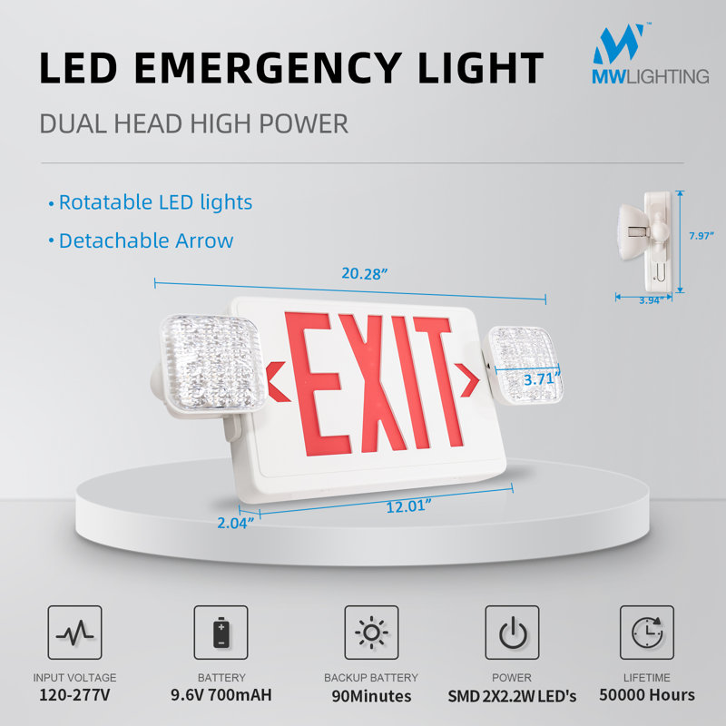 MW LIGHTING Thermoplastic Emergency Light, Red