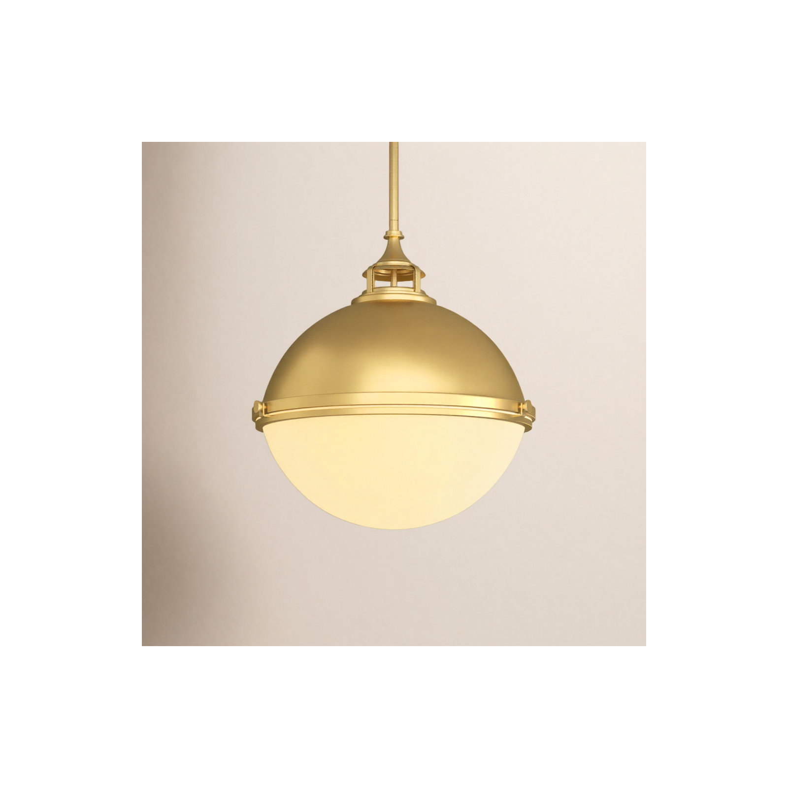 3 - Light Dimmable Globe Chandelier, Satin Brass