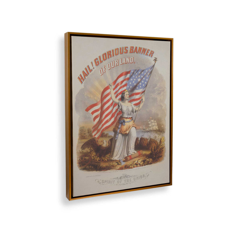 «Hail Glorious Banner» par Wild Apple Portfolio, reproduction d'art, L 36 x H 48, Doré, Toile avec cadre