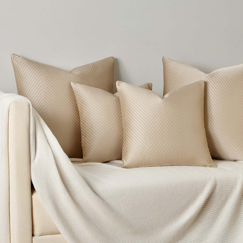Herringbone Square Pillow Cover & Insert, Savage Beige