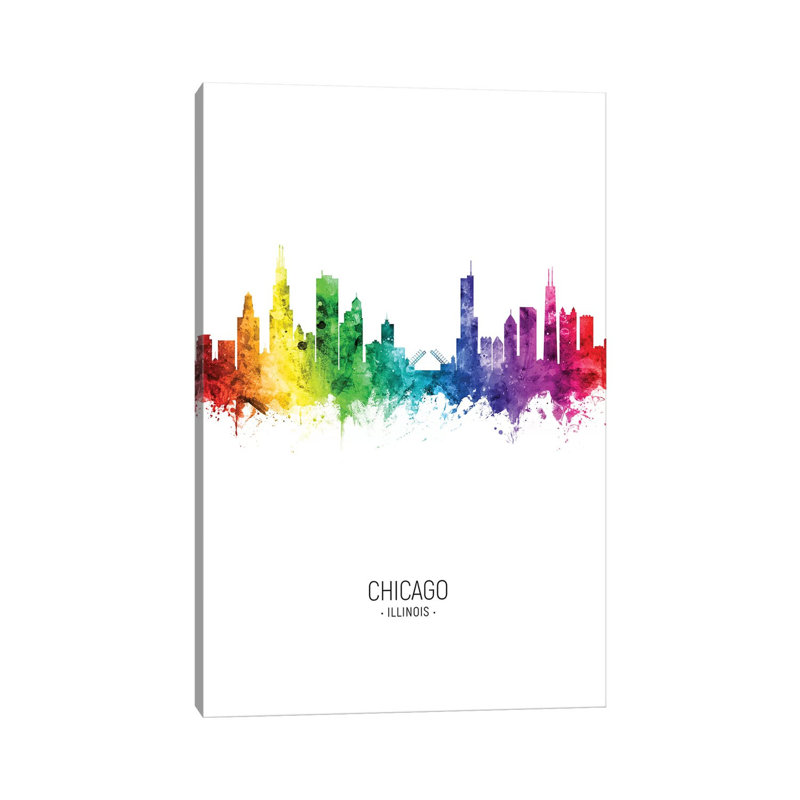 Chicago Illinois Skyline Rainbow Tall by Michael Tompsett - Wrapped Canvas Gallery-Wrapped Canvas Giclée