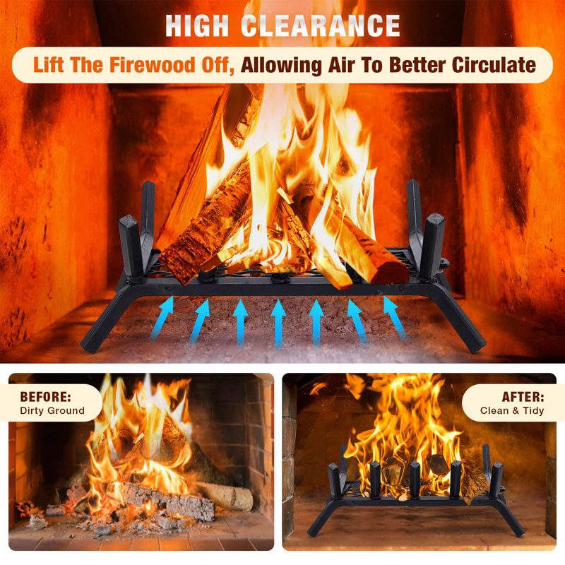 Fireplace Log Grate, 5.5" H x 17" W x 9" D