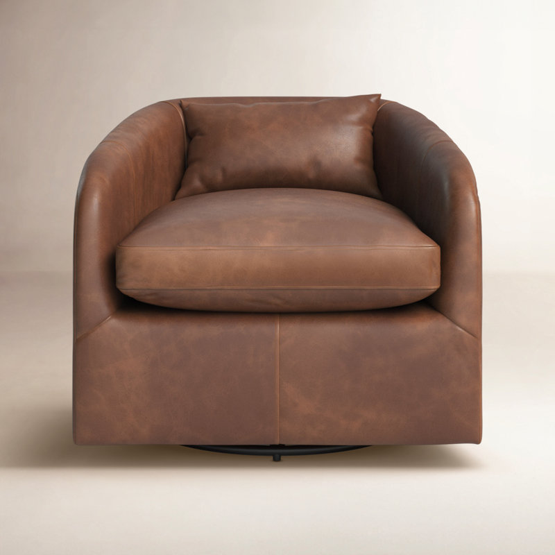 Topanga Swivel Armchair, Heirloom Sienna Genuine Leather
