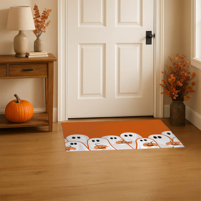 Tapis d'entrée antidérapant pour fantômes et citrouilles